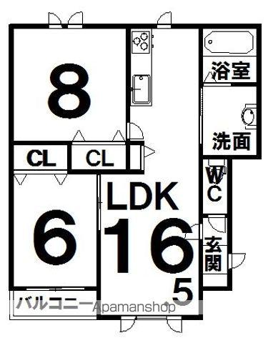 カーサ・アヴェニール(2LDK/2階)の間取り写真