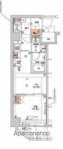 ハーモニーレジデンス神楽坂ヒルズSECOND(1DK/4階)の間取り写真