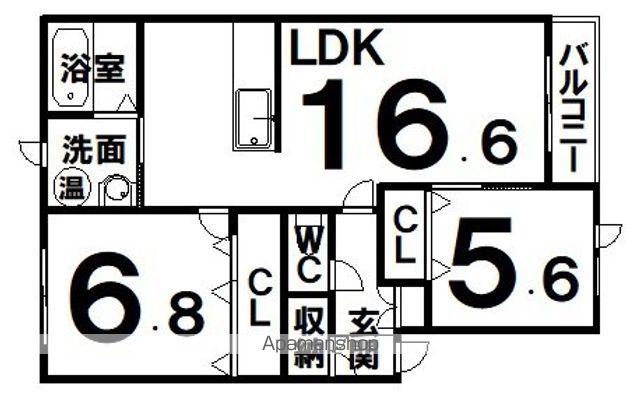 スピカⅡ(2LDK/2階)の間取り写真