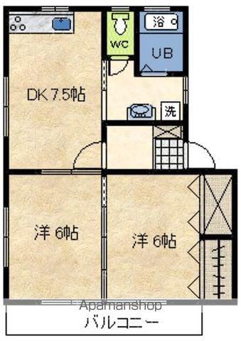 グリーンコーポさくら B棟(2DK/1階)の間取り写真