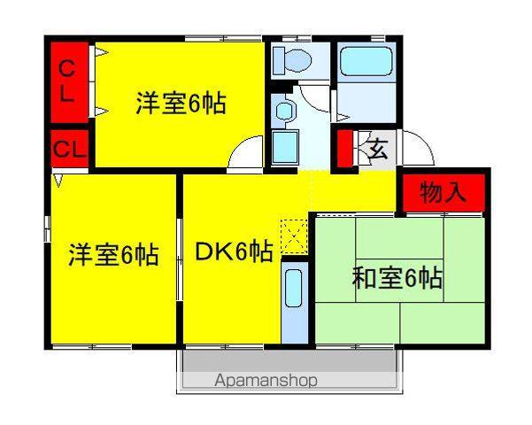 コーポエクセレールB(3DK/1階)の間取り写真