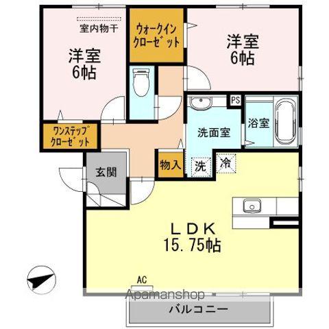 サザンリーフ新涯(2LDK/2階)の間取り写真