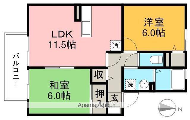 シャンポールⅡ(2LDK/2階)の間取り写真
