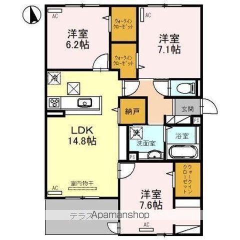 アンサンブル大今里(3LDK/1階)の間取り写真