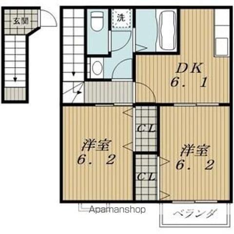 コンフォートヒルA(2DK/2階)の間取り写真