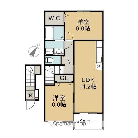 メデリスⅠ(2LDK/2階)の間取り写真