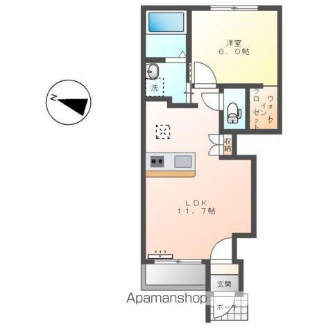 ブルースター(1LDK/1階)の間取り写真