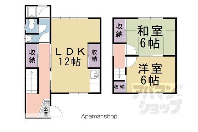 京都市東西線 御陵駅 徒歩12分 2階建 築53年(2LDK)の間取り写真
