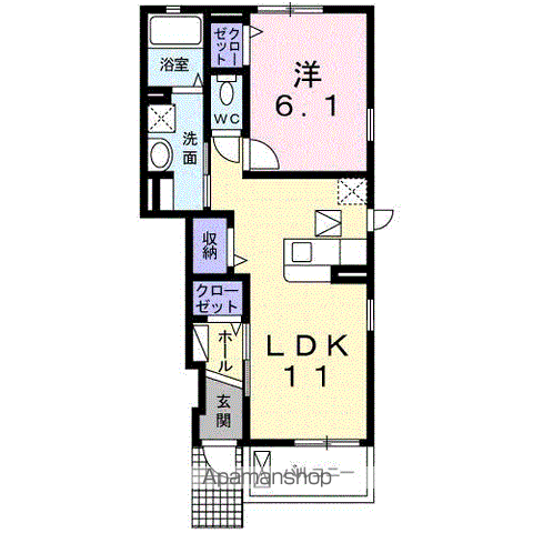 サニーサイトK(1LDK/1階)の間取り写真