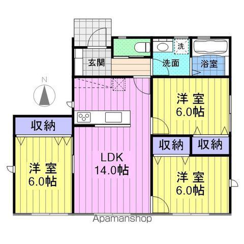 仙石線 中野栄駅 徒歩20分 1階建 築1年(3LDK)の間取り写真