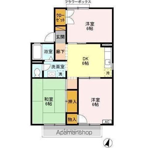 パールハイツ海老原28(3DK/2階)の間取り写真