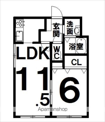 リバティカツヒラⅡ(1LDK/3階)の間取り写真