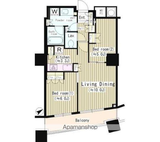 ザ・パークハウス西新宿タワー60(2LDK/27階)の間取り写真