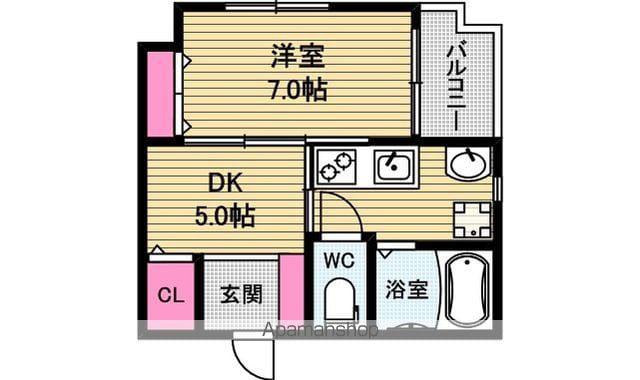 ブランシェ松屋町(1DK/8階)の間取り写真