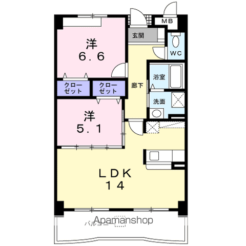メゾン・ド・ソレイユ(2LDK/3階)の間取り写真
