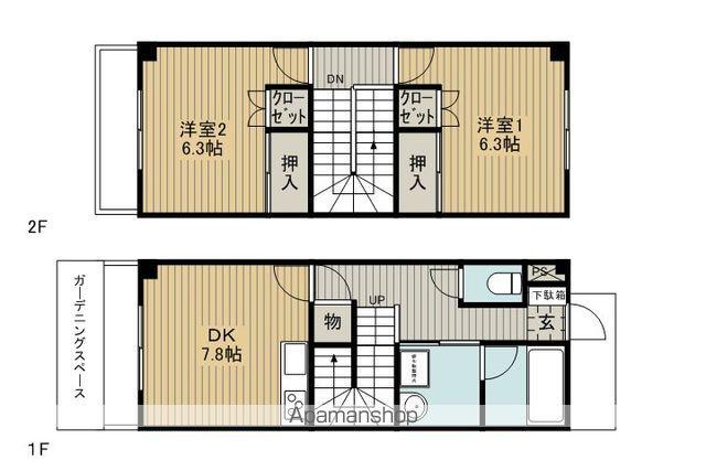 サンリツプレース殿屋敷(2DK/1階)の間取り写真