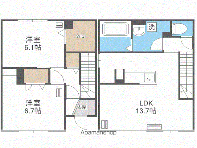 南7条DーROOM(2LDK)の間取り写真