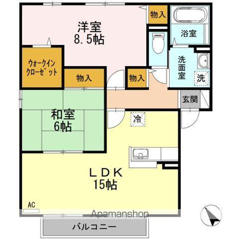セジュールのぞみ Ⅰ棟(2LDK/2階)の間取り写真