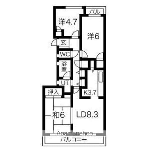 サンヒルズ上大岡(2LDK/1階)の間取り写真
