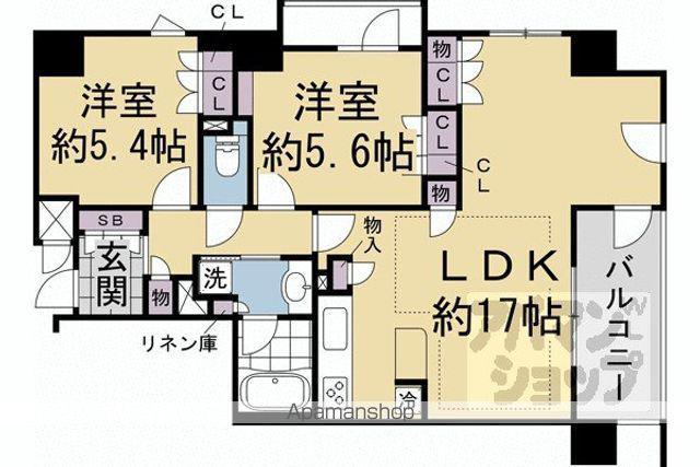 イーグルコート烏丸御池ル・シエル(2LDK/9階)の間取り写真
