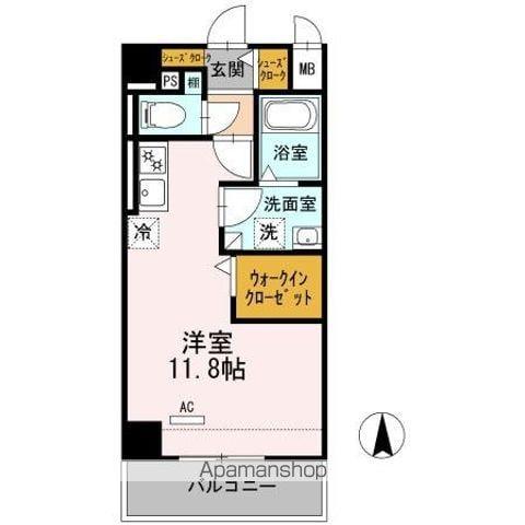 スティングレイつるま(ワンルーム/6階)の間取り写真