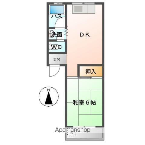 シャルマンパレスUⅠ(1DK/2階)の間取り写真