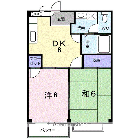 アメニティーパートⅠ(2DK/1階)の間取り写真