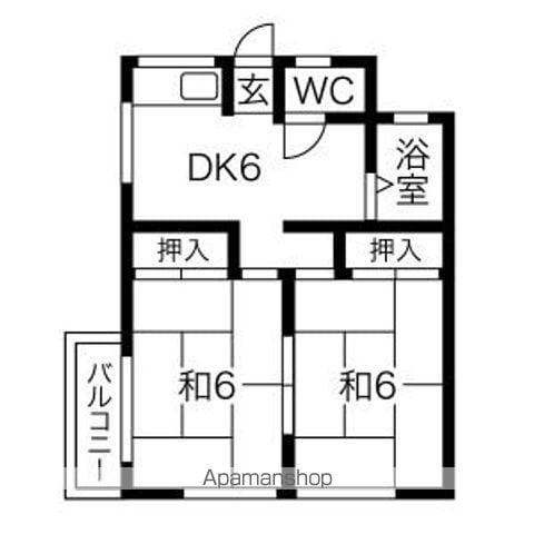プランドゥ九工大前(2DK/2階)の間取り写真