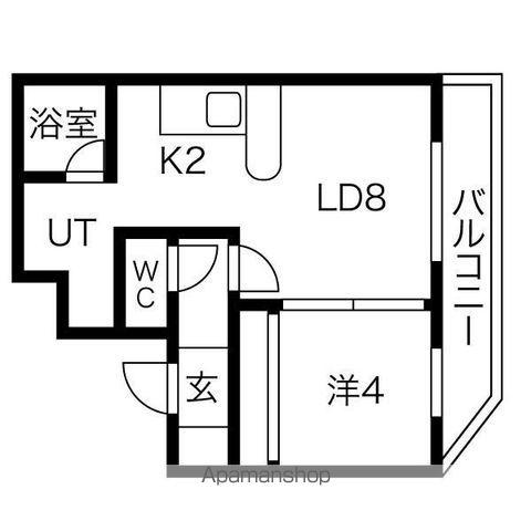 カピテーヌ円山(1DK/2階)の間取り写真