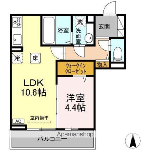 THREE(1LDK/1階)の間取り写真