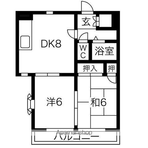 パークス角五郎(2DK/3階)の間取り写真