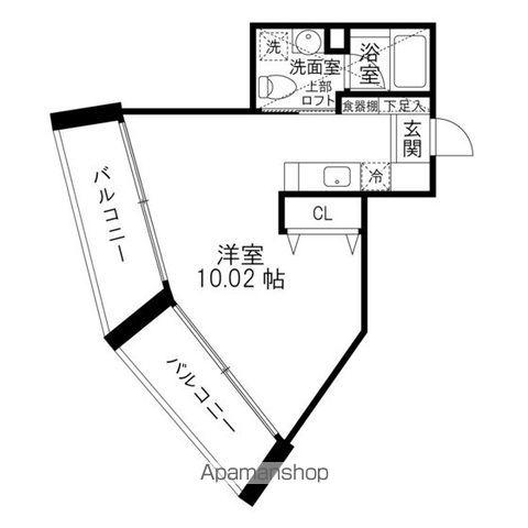 クレセントモード(ワンルーム/3階)の間取り写真