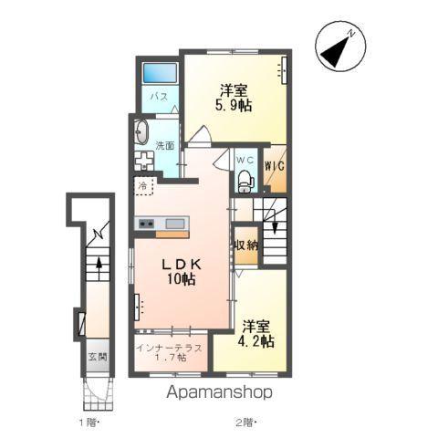 リュミエール(2LDK/2階)の間取り写真