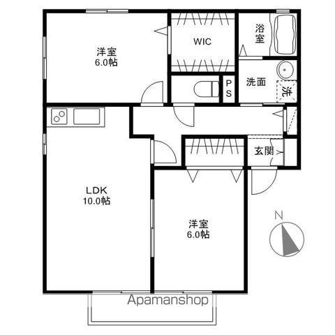 フォンテーヌB(2LDK/1階)の間取り写真