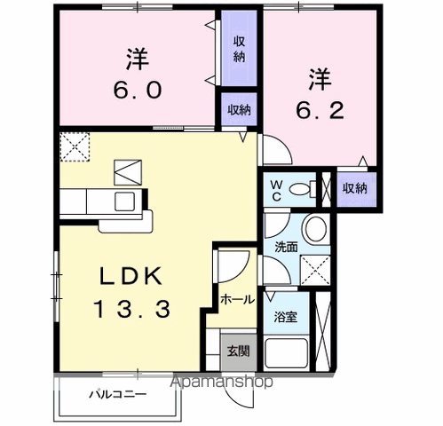 エクセレント・川田(2LDK/1階)の間取り写真