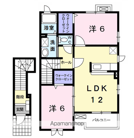 メゾン・喜美(2LDK/2階)の間取り写真