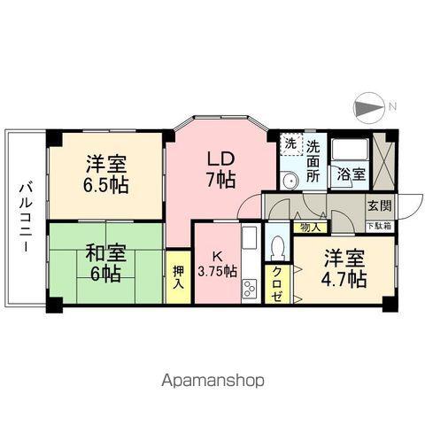 グランベールタナベ(3LDK/3階)の間取り写真