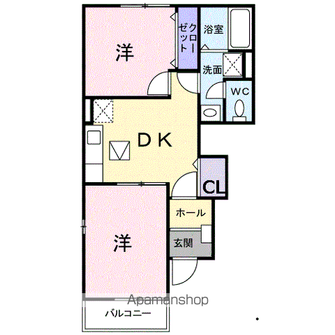 サニーサピー加布里 B(2DK/1階)の間取り写真