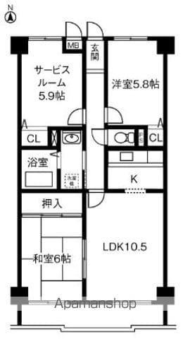 シティ・ライフ山下通(3LDK/1階)の間取り写真