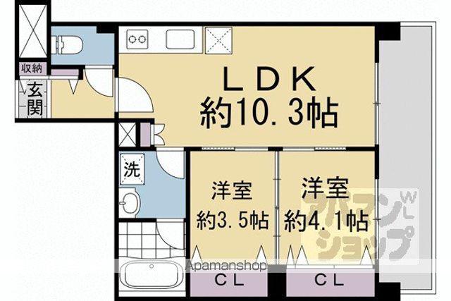 アーバネックス御所南(2LDK/3階)の間取り写真