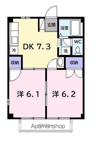 グリーンヒルズ(2DK/2階)の間取り写真