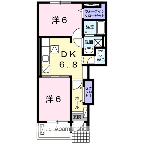 メゾンプラシードⅠ(2DK/1階)の間取り写真