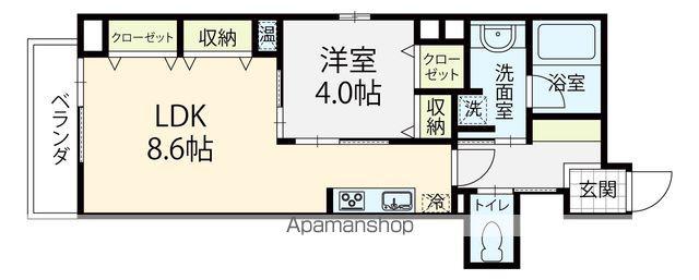 ファーストガーデン鱗町(1LDK/4階)の間取り写真
