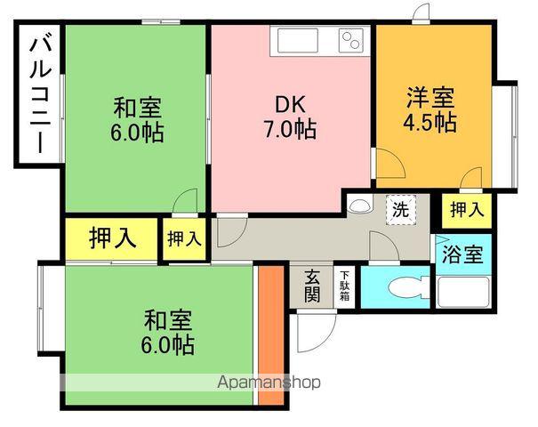 ヒルズパーク D(3DK/1階)の間取り写真