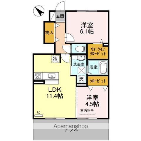 コンフォルタ B棟(2LDK/1階)の間取り写真