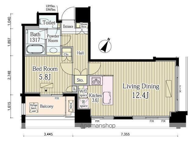 富ヶ谷スプリングス(1LDK/8階)の間取り写真