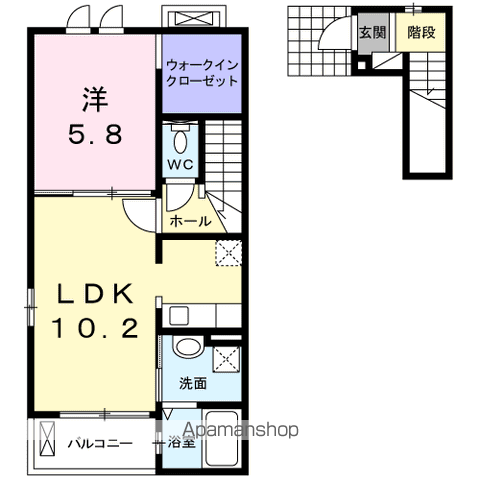 ラフィネSKMーⅡ(1LDK/2階)の間取り写真