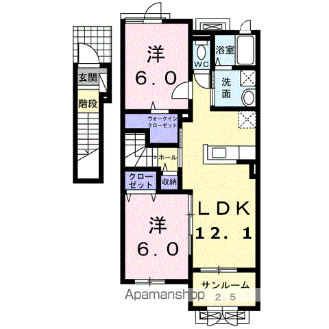 レジデンス・エクセレントB(2LDK/2階)の間取り写真
