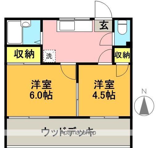 銀杏ロッヂ(2K/1階)の間取り写真