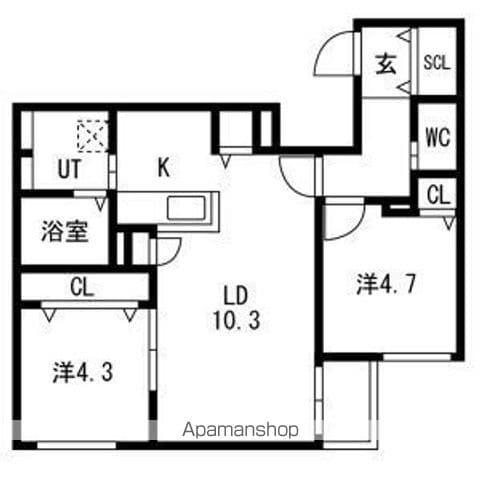 アルファスクエアN2(2LDK/1階)の間取り写真